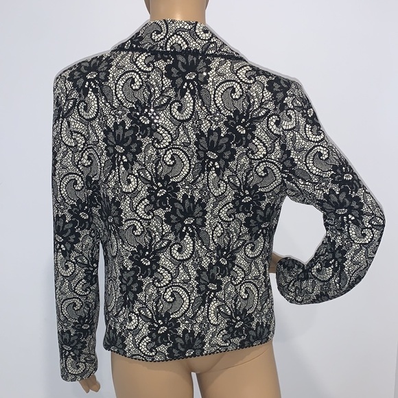 JOSEPH Ribkoff Black Flower Lace Sequins Jacket size US 8 - Picture 10 of 15